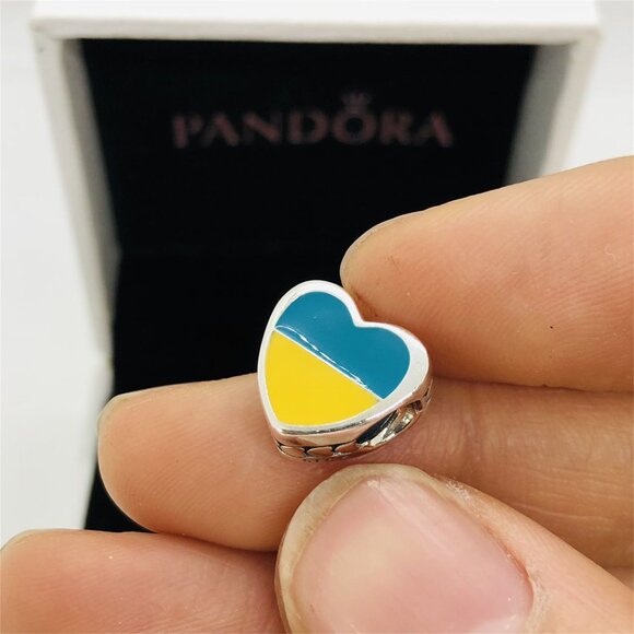 ✨🔥Pandora Ukraine Flag Charm s925 Sterling Silver - Picture 3 of 6